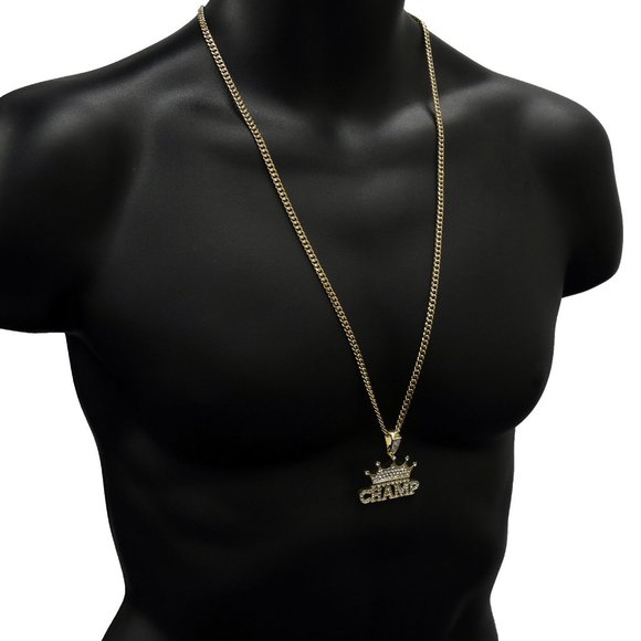 14k Gold Crown 30" Cuban Chain + Pendant